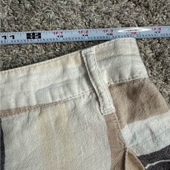 Anthropologie Shorebound Cropped Linen Wide-Leg Pants Medium tan cream striped - Picture 7 of 11